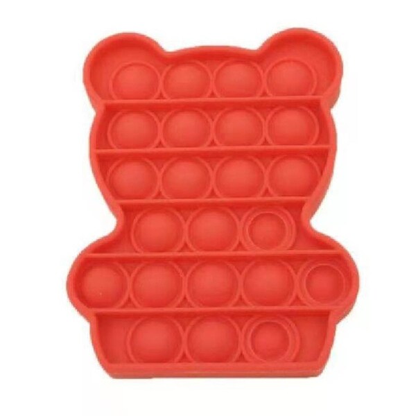 3D Multi Push Pop Its Fidget Toys Push Bubble Kids Focus Sensory Toys Pop it Game Bear - Red