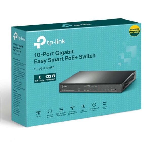 TP-LINK TL-SG1210MPE 10-Port Gigabit Easy Smart Switch with 8-Port PoE+