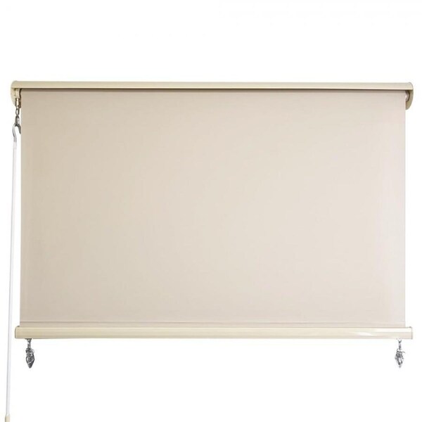 Outdoor Roller Blind Awning with Aluminium Hood in Cream Sunfilter- 5 Sizes Width 2.5m x Drop 2.5m