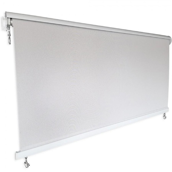 Outdoor Roller Blind Awning with Aluminium Hood in Light Grey Sunfilter - 5 Sizes Width 2.0m x Drop 2.5m