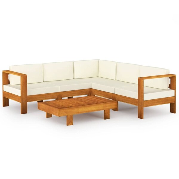6 Piece Garden Lounge Set with Cushions 100x60 cm Acacia Wood vidaXL