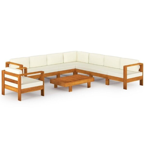 9 Piece Garden Lounge Set with Cushions 100x60 cm Acacia Wood vidaXL