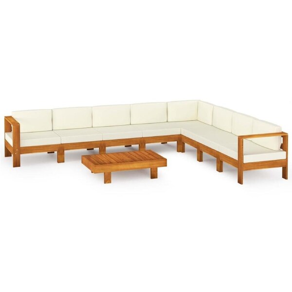 9 Piece Garden Lounge Set with Cushions 100x60 cm Acacia Wood vidaXL