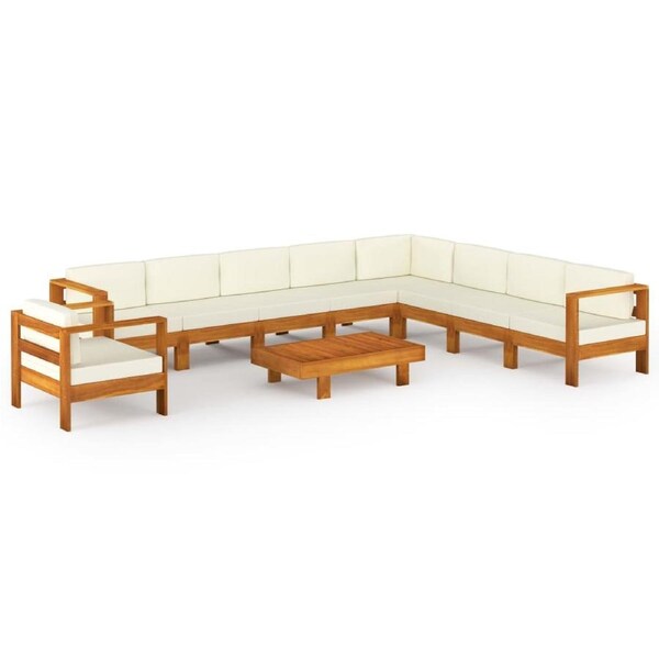 10 Piece Garden Lounge Set with Cushions 100x60 cm Acacia Wood vidaXL