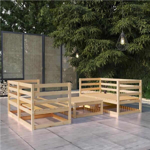 5 Piece Garden Lounge Set Solid Pinewood vidaXL