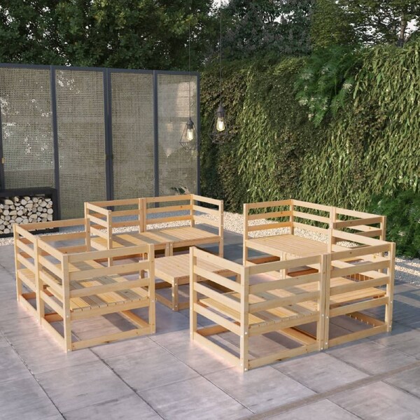 9 Piece Garden Lounge Set Solid Pinewood vidaXL