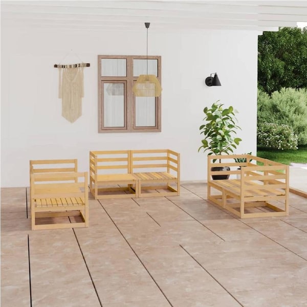 6 Piece Garden Lounge Set Solid Pinewood vidaXL