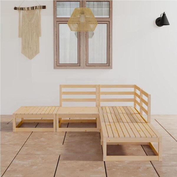 5 Piece Garden Lounge Set Solid Pinewood vidaXL