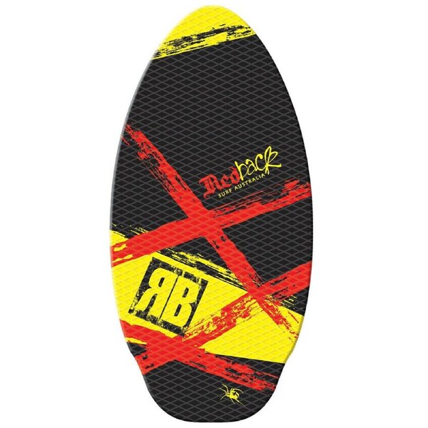 Redback 105cm Traction Foam Padded Wooden Water Sea Sport Skim Board Yellow