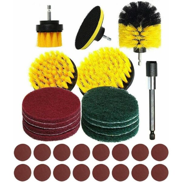30PC Electric Drill Brush Tub Clean Grout Power Combo Tool Scrubber Cleaning Set