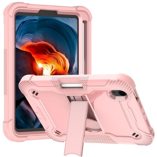 For iPad mini 6 Case,Silicone + PC Shockproof Shielding Case, Holder, Rose Gold