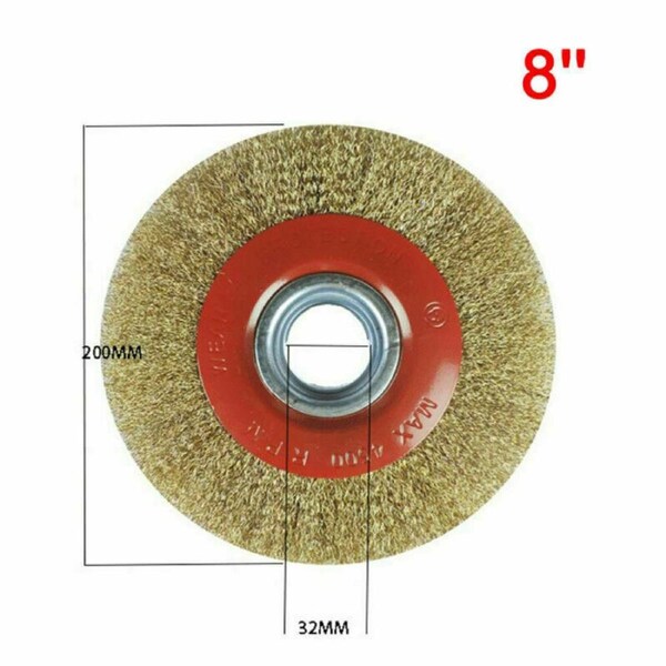 Rust Dirt Polish Brass Plated Steel Wire Brush Wheel 8vîv?Œ©vîv?Œ© 200mm For Bench Grinder