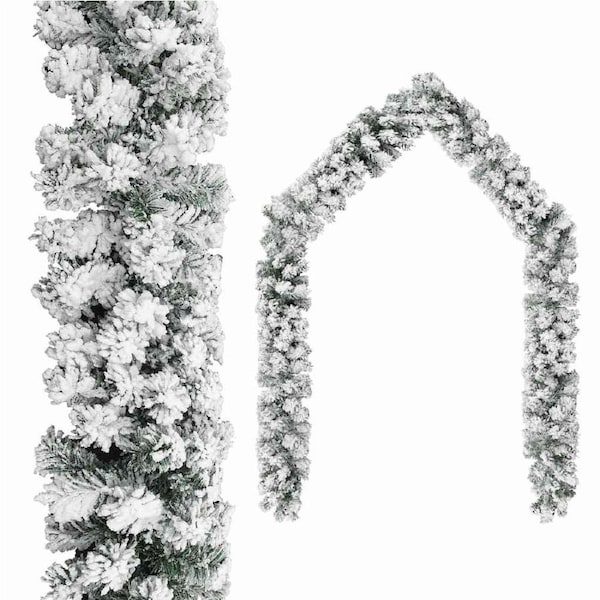 Christmas Garland with Flocked Snow Green 5 m PVC vidaXL
