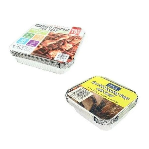 Ozoffer 16pcs Roasting Tray 2Sizes FOIL FOOD CONTAINER WITH LID - Takeaway Container BBQ