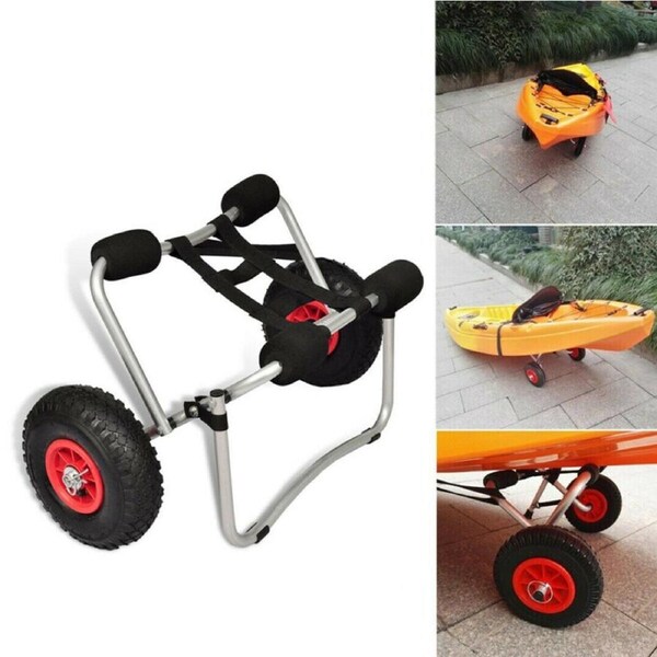 Foldable Kayak Canoe Trolley With Strap Aluminium Collapsible Wheel Cart Carrier