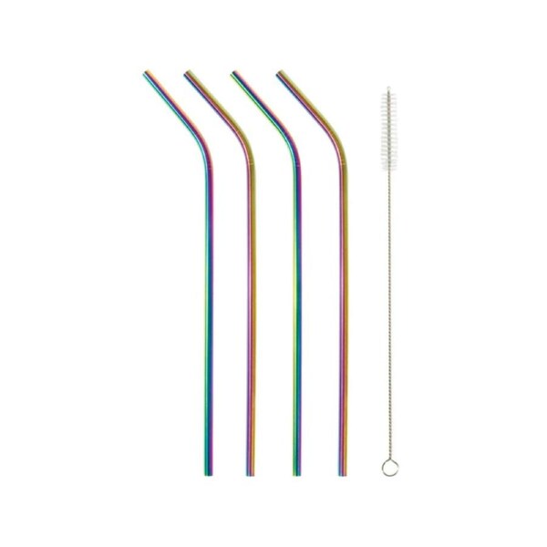 IS GIFT Rainbow Metal Drinking Straws (Set of 8)