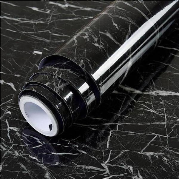 10M (2x 5M) Marble Wall Sticker Decor Roll Wallpaper Self Adhesive Contact Paper PVC Black