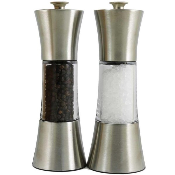 Dishy Metro 18cm Stainless Steel & Acylic Salt & Pepper Grinder Set