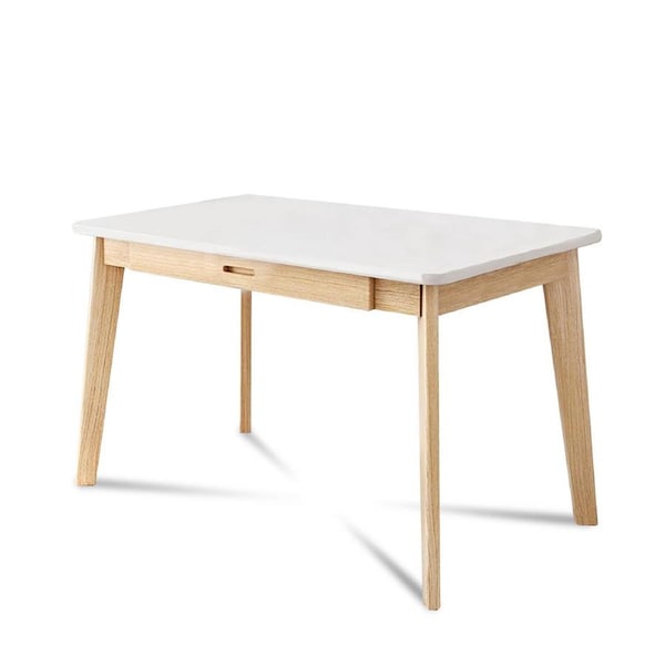 MIUZ Computer Desk Office Study Desks Laptop Table Drawers Workstation Nordic White Natural 80x50x72