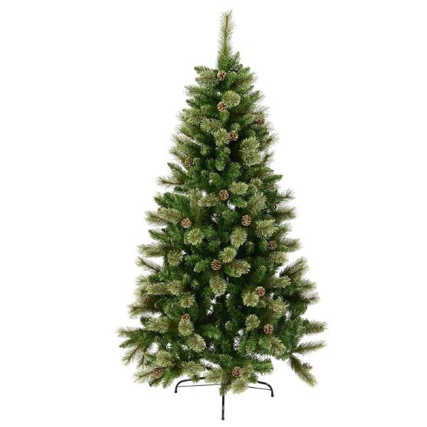 2.3m Dawn Dew Light Christmas Tree with 64 Pine Cones & 1164 Tips