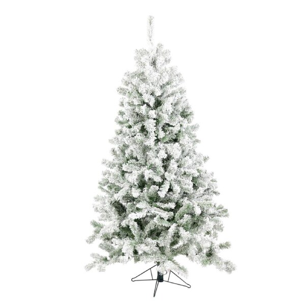 2.3m Dawn White Snow Heavily Flocked Green Christmas Tree With 1144 Fir Tips