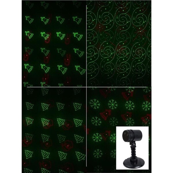 Red & Green Multiple Christmas Patterns Garden Laser Light - 12m X 12m
