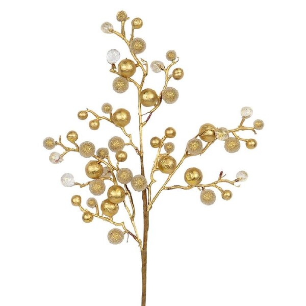 61cm Bronze, Beaded & Diamante Berries Spray Long Christmas Stem