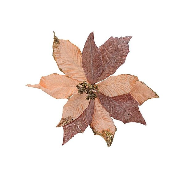 28cm Three Style Pink & Rose Gold Poinsettia Flower Christmas Tree Clip Pick
