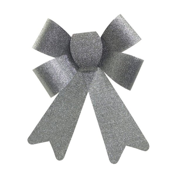 24cm Silver Glitter PVC Christmas Bow