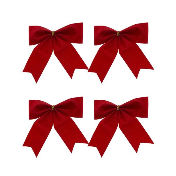 8x 80mm Red Velvet Christmas Bows
