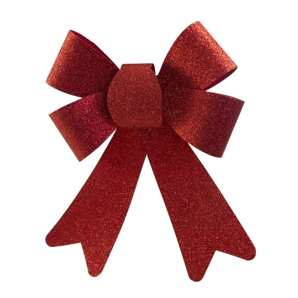 24cm Red Glitter PVC Christmas Bow