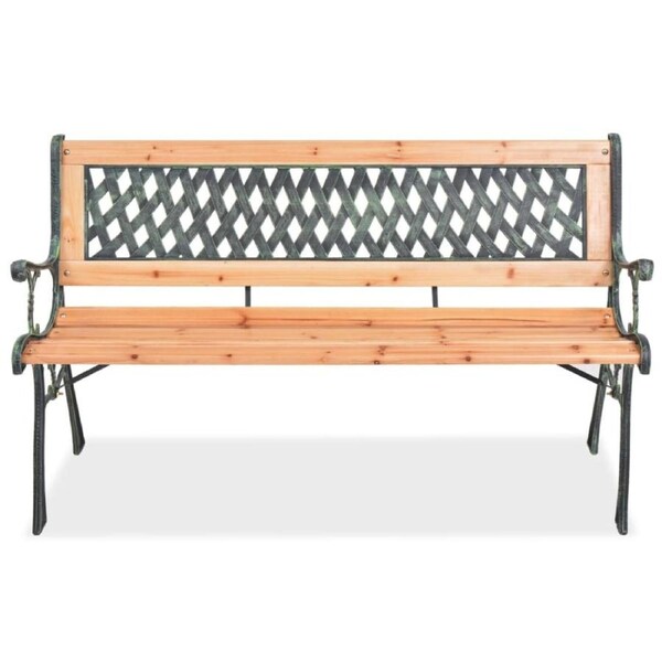 Wooden Park Bench Outdoor Garden Seat Chair Metal Timber Iron Patio Decor