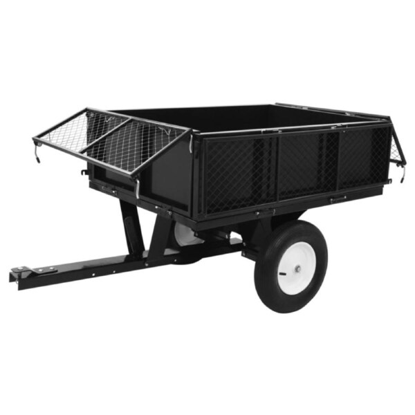 Garden Tipping Trailer Cart Dump Ride Steel Behind Trolley 300kg Outdoor Mower