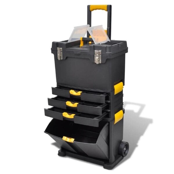 Rolling Tool Storage Box 3 Case Transport Portable Toolbox Equipment Organiser