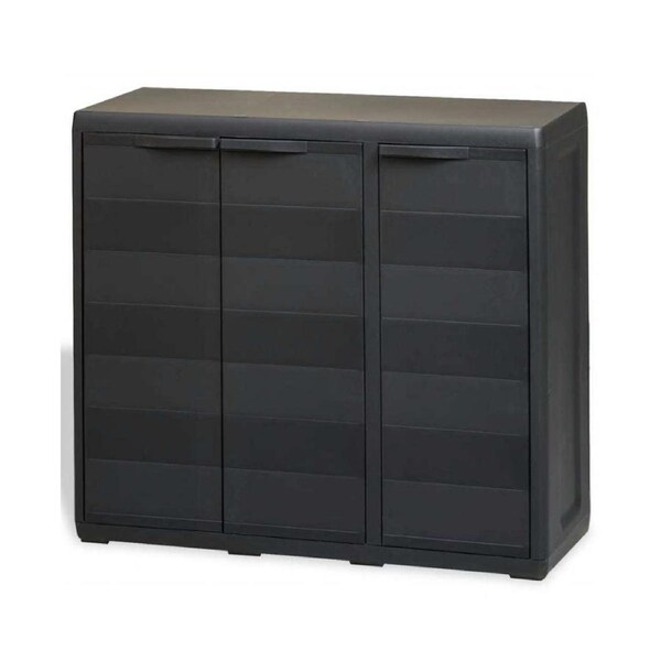 Outdoor Storage Box Garden Cabinet Lockable Cupboard 2 Shelves Organizer Unit