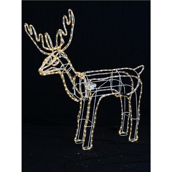 1.1m Warm White LED Large Standing Reindeer Rope Light Display