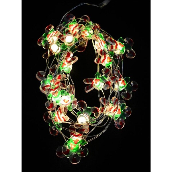 20 Warm White LED Candy Canes 2m Fairy String Battery Light