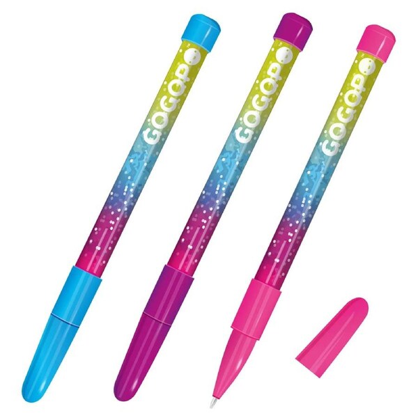 3x GoGoPo Glitter Pen/Ballpen/Ballpoint Fun Stationery Office/School Kids Assort