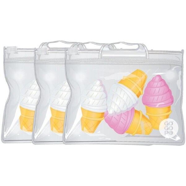 3x GoGoPo Mini Ice Cream Erasers Art/Crafts Fun Crafts Office/School Kids Asst