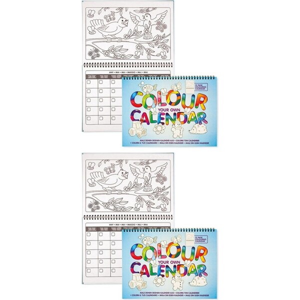 2x Xmas Colour Your Own Calendar 30cm Crafts Fun Office/School Children/Kids 6y+
