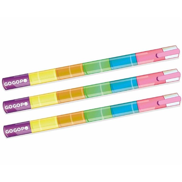 3x GoGoPo Stacking Highlighters Fun Marker School/Office Stationery Child/Kids