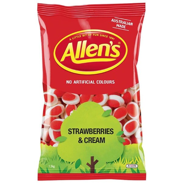 Allen's 1.3kg Creamy Strawberries & Cream Flavour Soft Chew Lolly/Candy Sweets