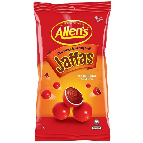 Allen's 1kg Jaffas Choc Orange Crispy Crunchy Shell Candy/Lolly Sweet Snack Bag