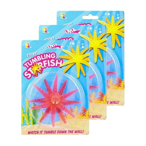 3x Fumfings Novelty Sticky Tumbling Starfish 18cm Underwater Toys 3y+ Kids Asst