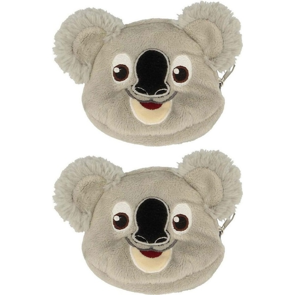 2x Australiana Koala Coin Money Purse w/ Zipper 13cm Animals Pouch Wallet Kids