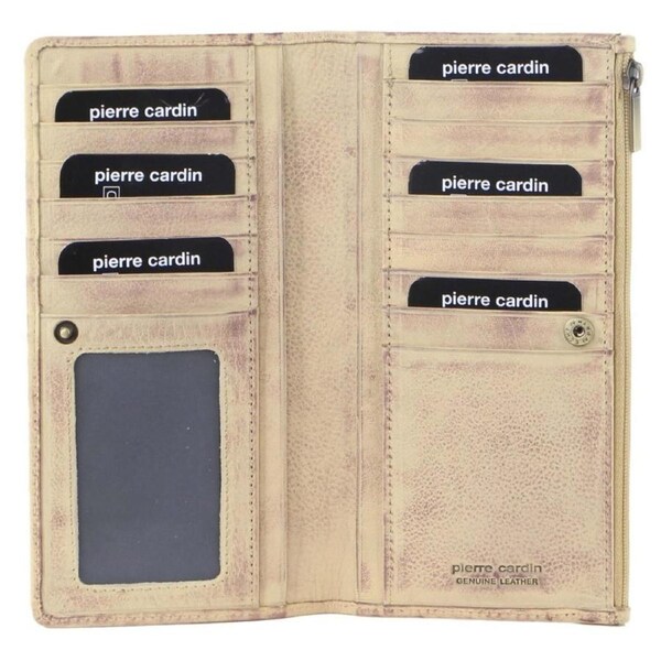 Pierre Cardin Perforated Leather Ladies Handy Travel Wallet - Latte