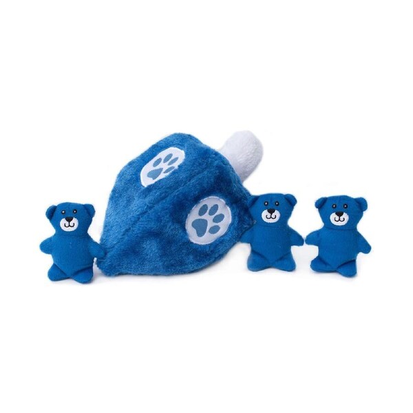Zippy Paws Hanukkah Burrow Interactive Squeaker Dog Toy - Dreidel Blue Bears