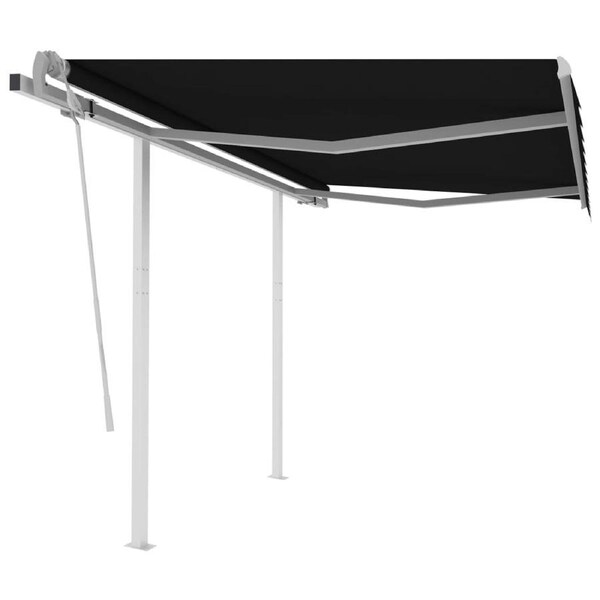 Manual Retractable Awning with Posts 3x2.5 m Anthracite vidaXL
