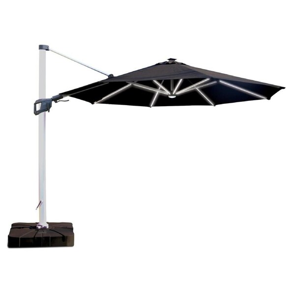 Coolaroo Brighton 3.5m Round LED Cantilever Umbrella - Black