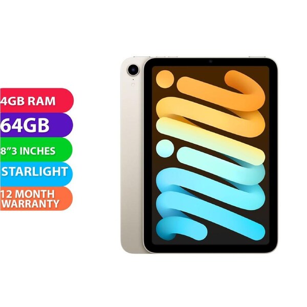 Apple iPad Mini 6th Gen Wifi 2021 (4GB RAM, 64GB, Starlight) - BRAND NEW